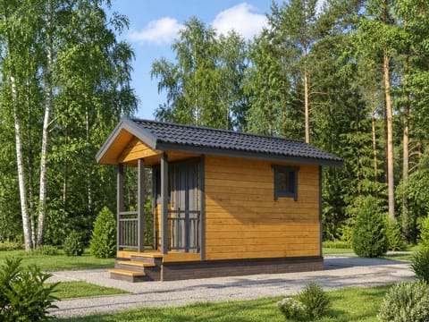 Мобильная баня 5×2,3 с террасой — Мобильная баня